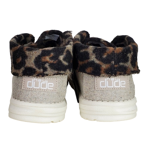 NWB Hey Dude britt wool blend ankle high fold booties cream cheetah size 10 - Picture 10 of 13